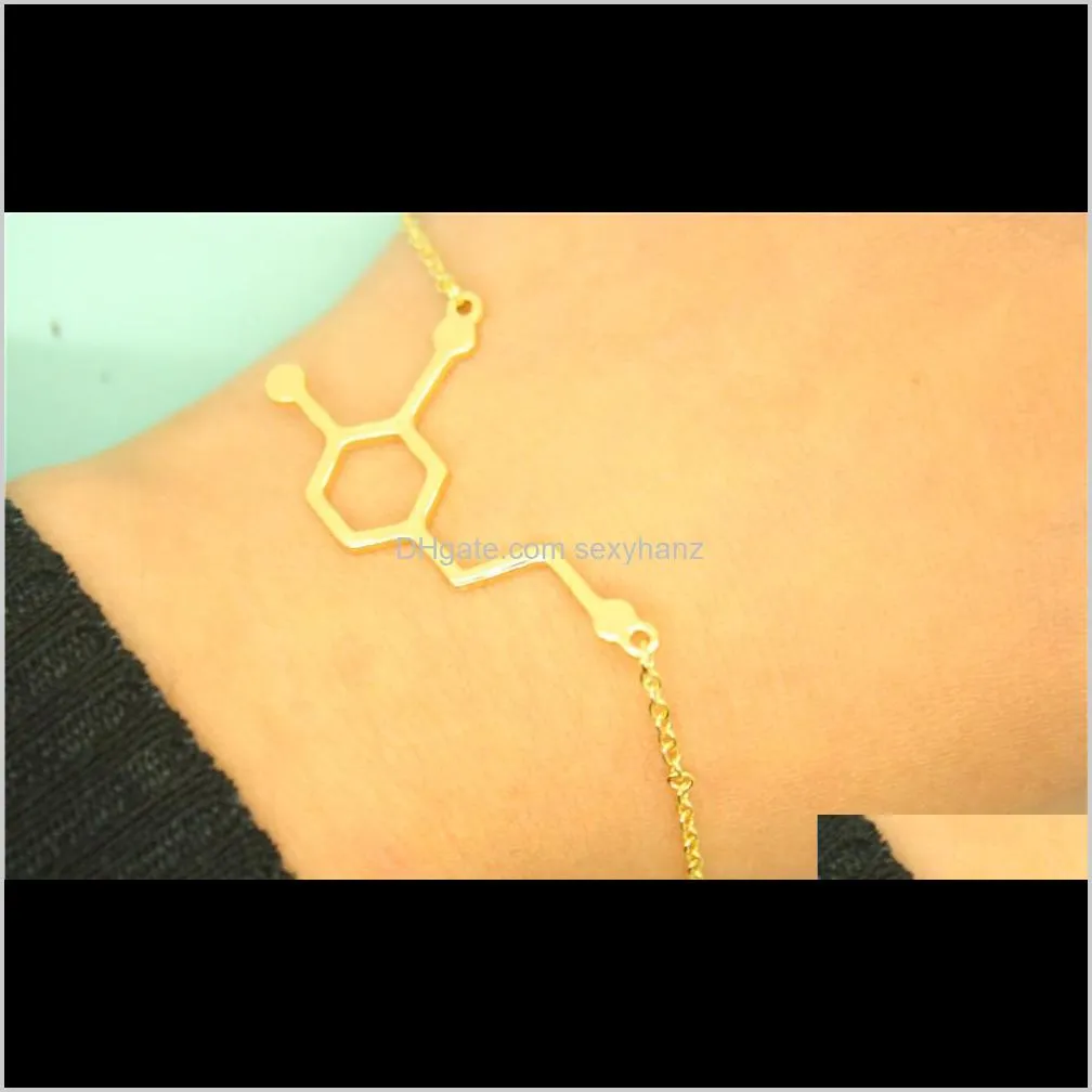 5pcs formula hormone dopamine molecule bracelets hormone chemical molecules 5-ht pendant bracelets nurse jewelry