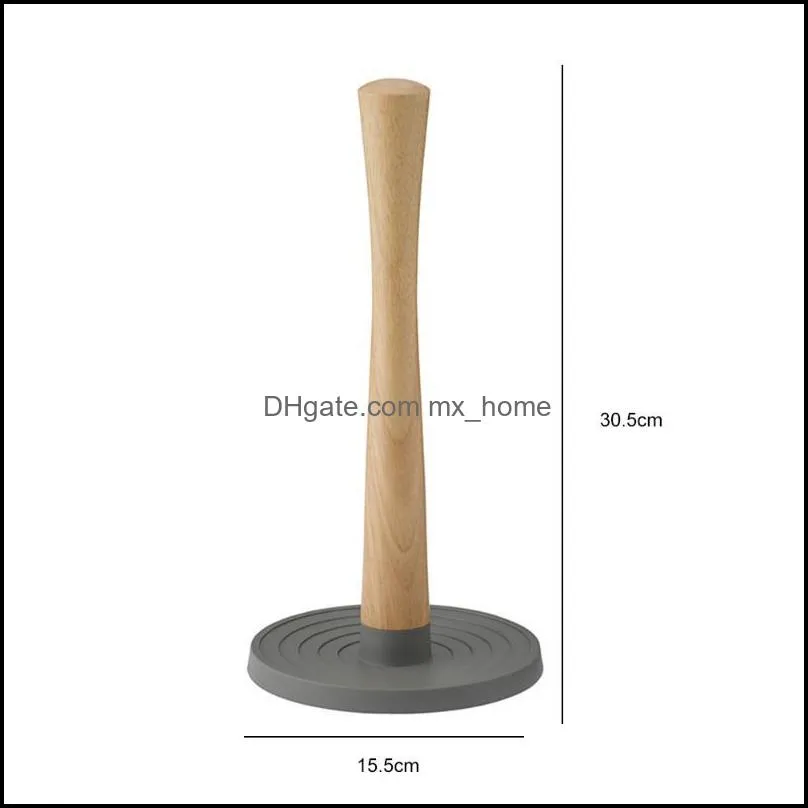 Napkin Rings Paper Towel Holder Dining Table Vertical Roll Rubber Wood ABS Base Tissue Stand For Kitchen Living Room