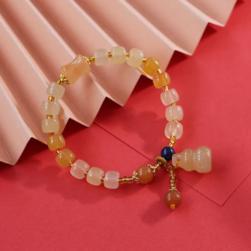 2021 Arrival Gourd Pendant Candy Colors Natural Jade Beaded Bracelets for Women Lapis Lazuli Bracelet Fine Jewelry YBR411