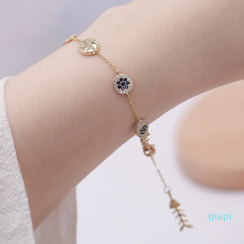 New style European fashion luxury shiny zircon ocean fish bracelet jewelry temperament women's brand high-end 18k gold plated bracelet