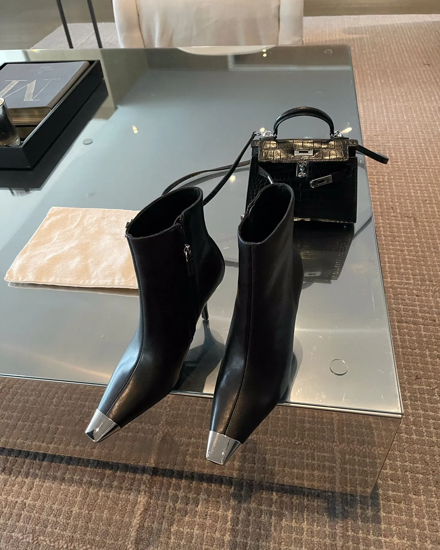 Womens Black Leather Ankle Boots With Metal Toe Stiletto Heels Comfortable Stylish 2024 Booties From Factory Xinglong2019888 Bulk 50.32 DHgate.Com