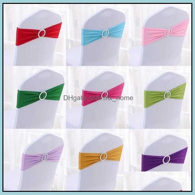 Sashes Colorful Stretch Chair Back Hoop Free Bow For Wedding Bowknot Banquet Elastic Festival Supplies Party Decoration Cover el 16 Colors