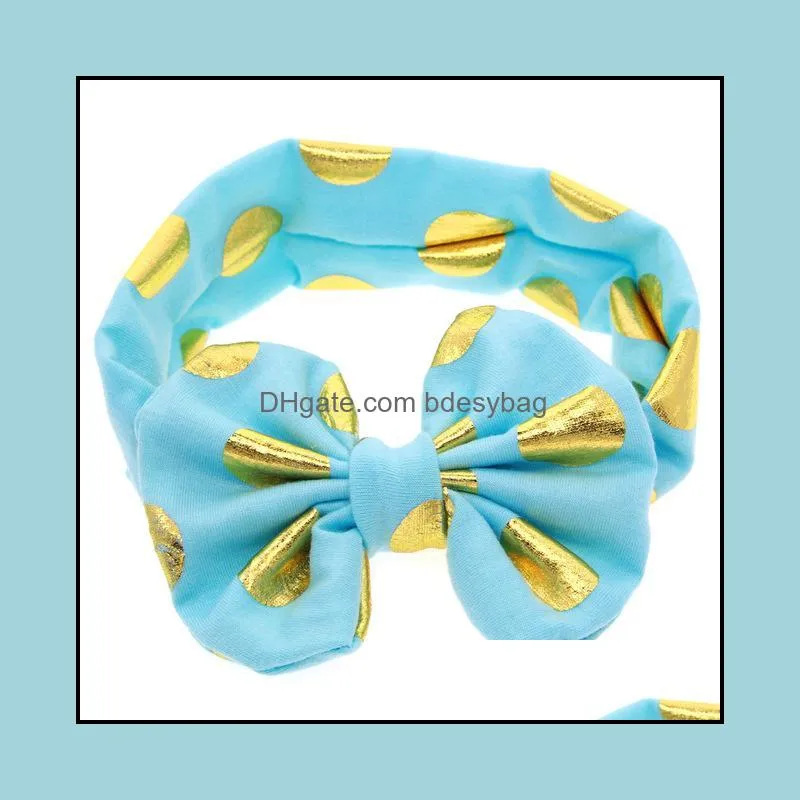 New children`s headdress Hot selling children`s polka dot bronzing dots big bow rabbit ears baby headband