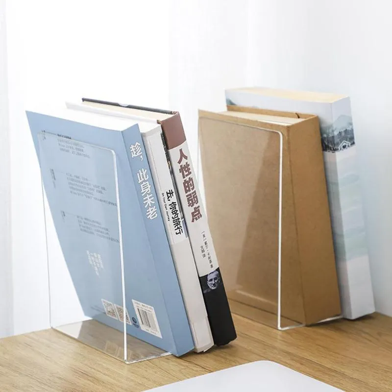 Crochets Rails 1Pc Transparent acrylique serre-livres support étagère bureau décoratif étagère de rangement porte-livre école bureau accessoires