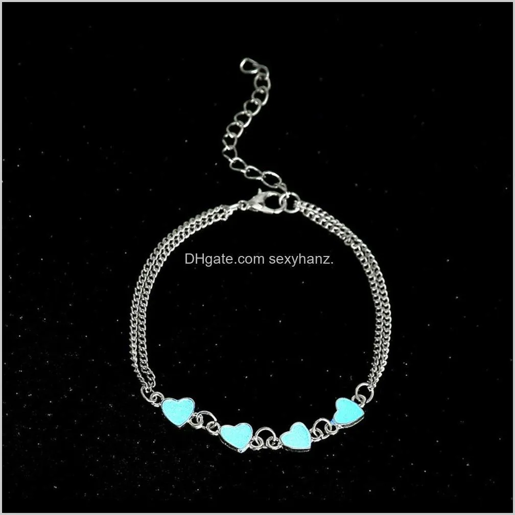 fashion temperament peach heart chain beach holiday luminous love foot jewelry