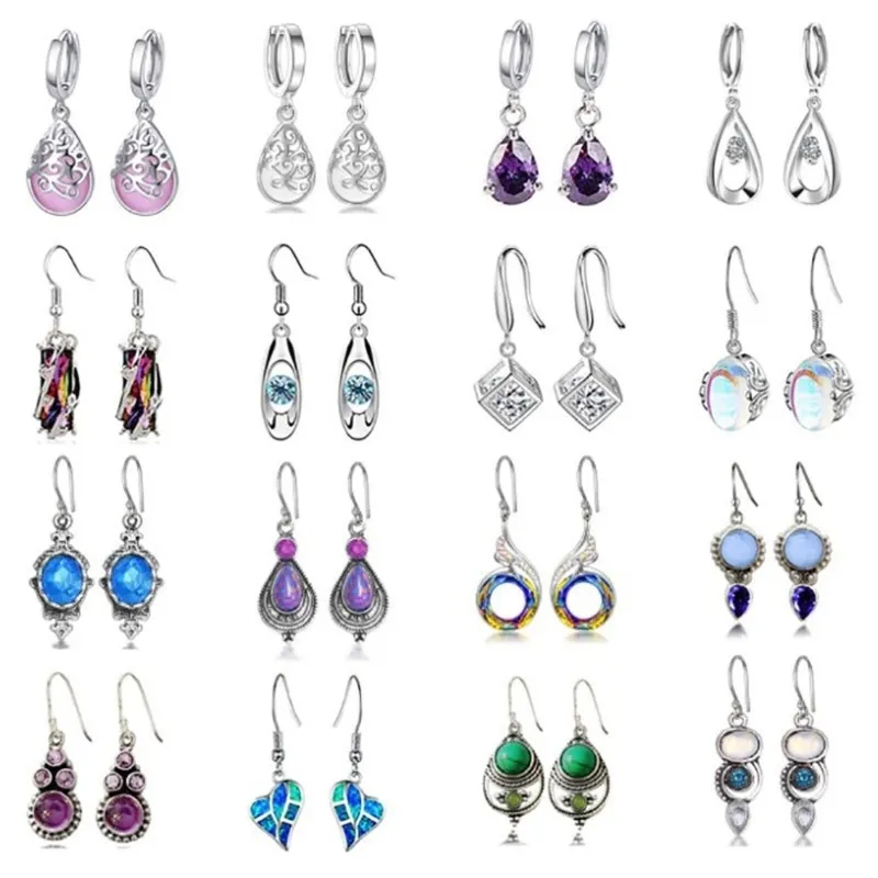 Kit de boucles d'oreilles pendantes en forme de goutte d'eau en cristal pour femmes, 16 paires, cerceaux multicolores style Boho, crochet coloré