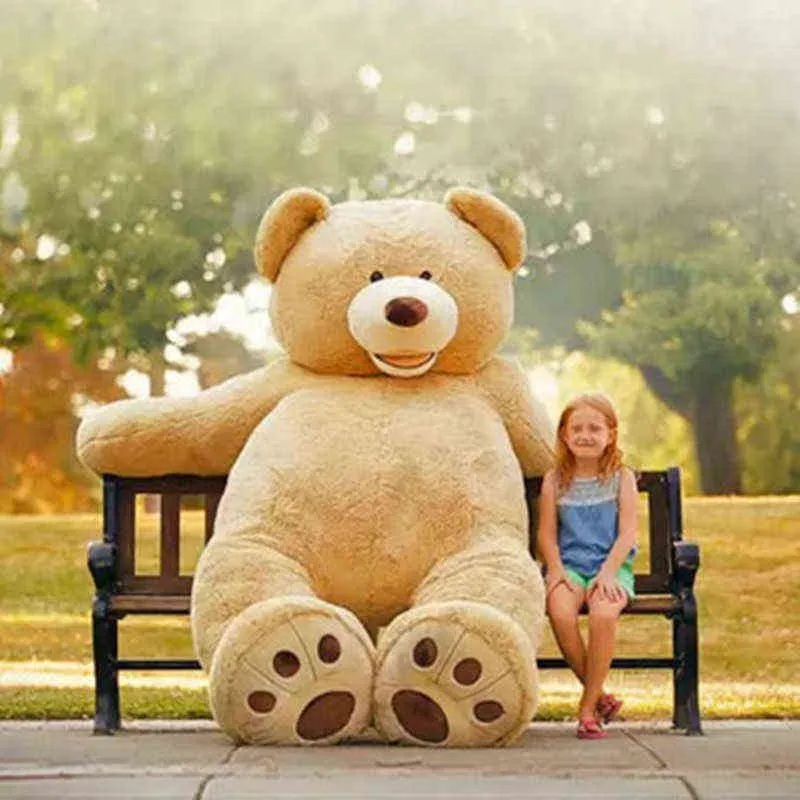 100-260cm America Giant Teddybeer Knuffels Zachte teddybeer Buitenhuid Jas Populaire VerjaardagValentijnscadeaus Meisjes Kid's Toy AA220314