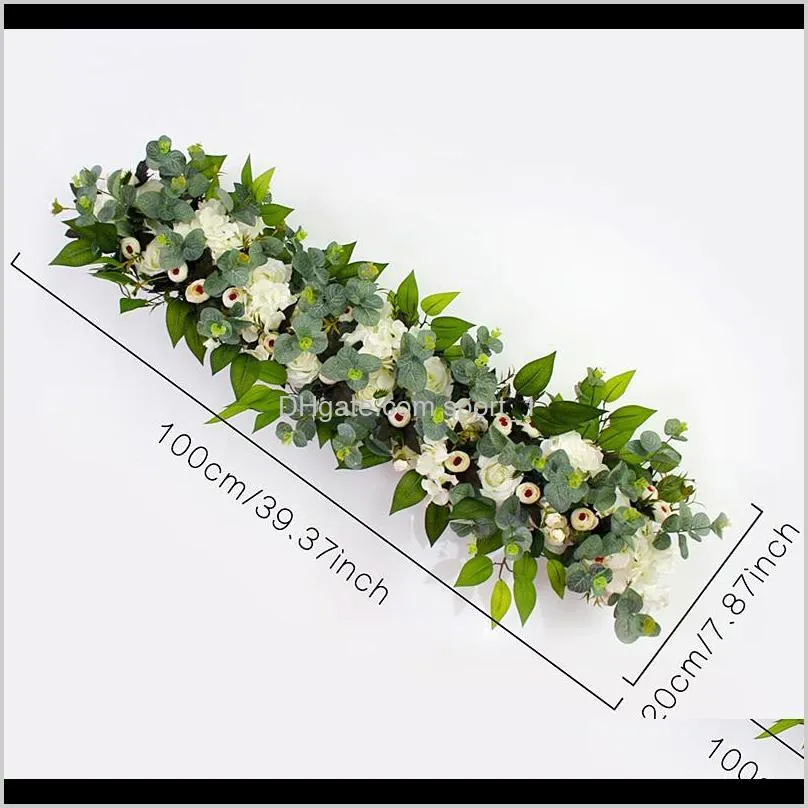 1m greenery plants party wedding arch door window station decor road lead artificial flower row runner diy rose peony hydrangea