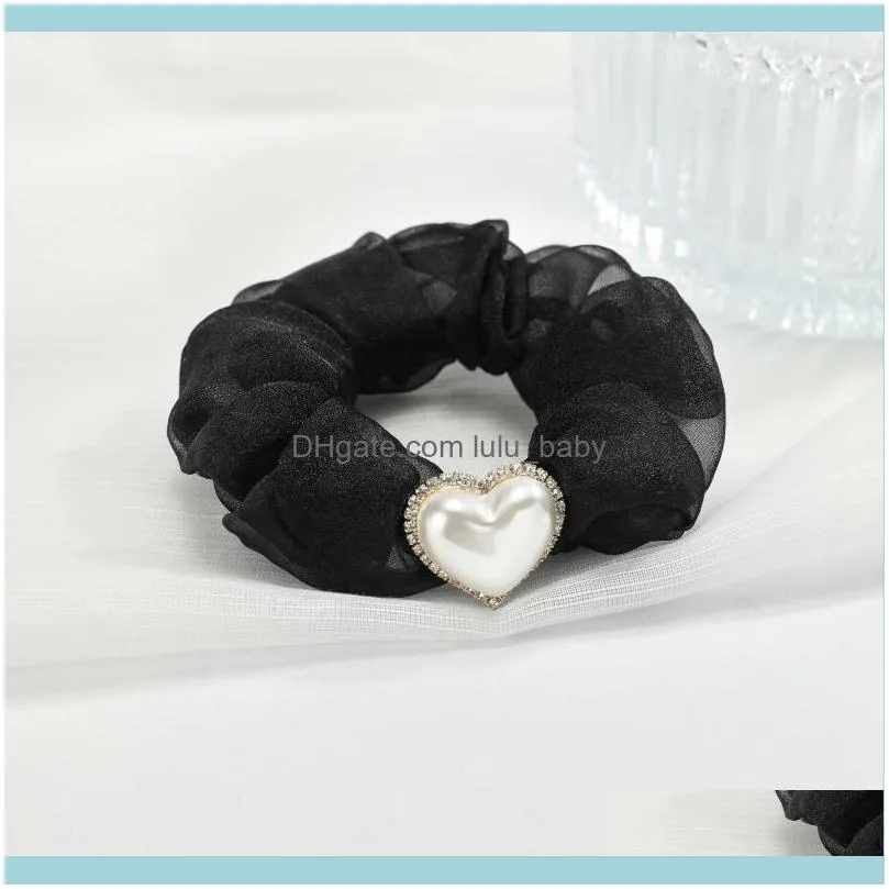 Hair Clips & Barrettes Gauze Ties Scrunchie Elastic Bands Women Luxury Soft Accessories Holder Rope Heart Shape Ropes