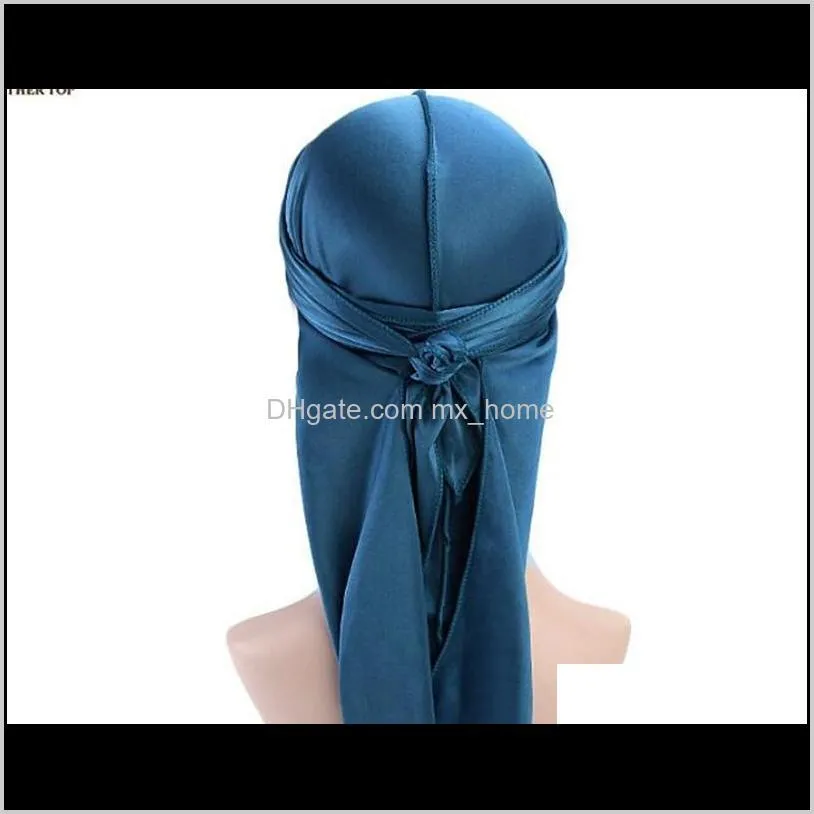 unisex silky durag long tail dorag durags premium silk wave waver caps bandana turban wigs hip hop headwrap headband summer pirate hat