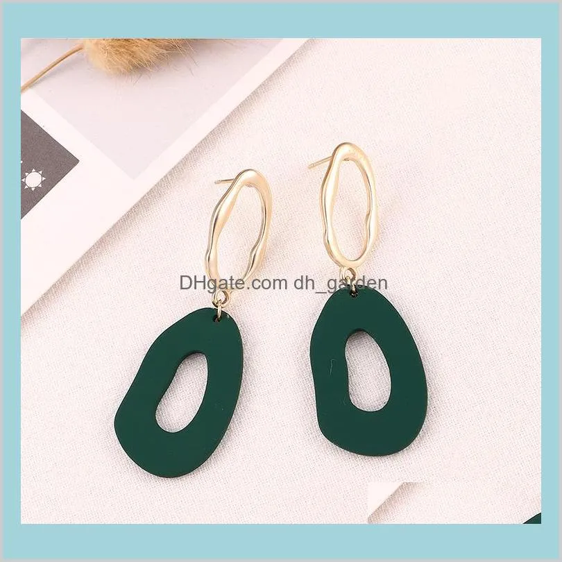 new korean stud earrings for women girl fashion personality irregular geometric earrings female acrylic red green brown earring