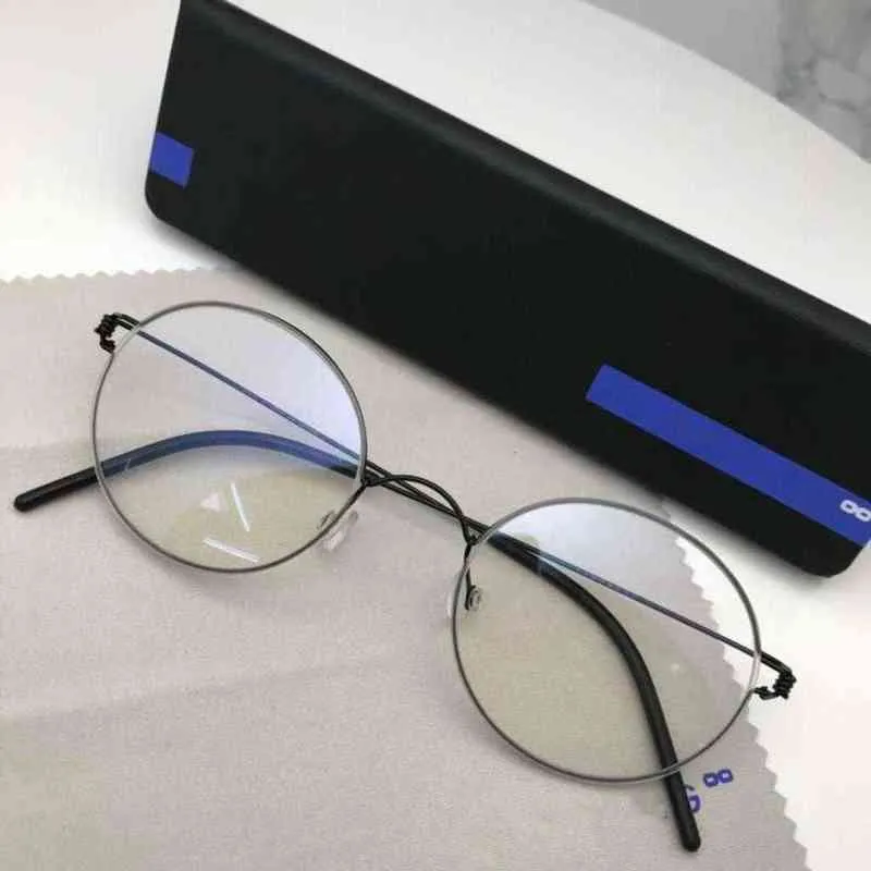 Glasses Frame Men Screwless Eyewear Prescription Eyeglasses Frame Women Retro Round Myopia Optical Lens Denmark Korean 211213
