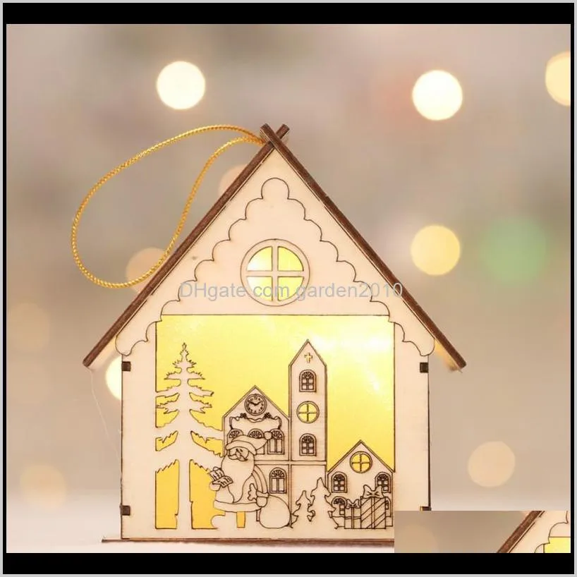 2020 christmas tree decoration led hanging wooden house fairy light new year wedding garland new year christmas decor for home1