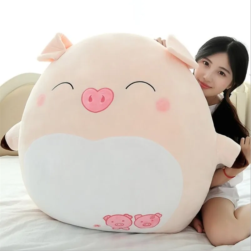 40cm 60cm大型かわいい豚ぬいぐるみおもちゃ子供クッションピローソフトカーソファ落ち着いた動物ぬいぐるみ人形の誕生日クリスマスギフト210728