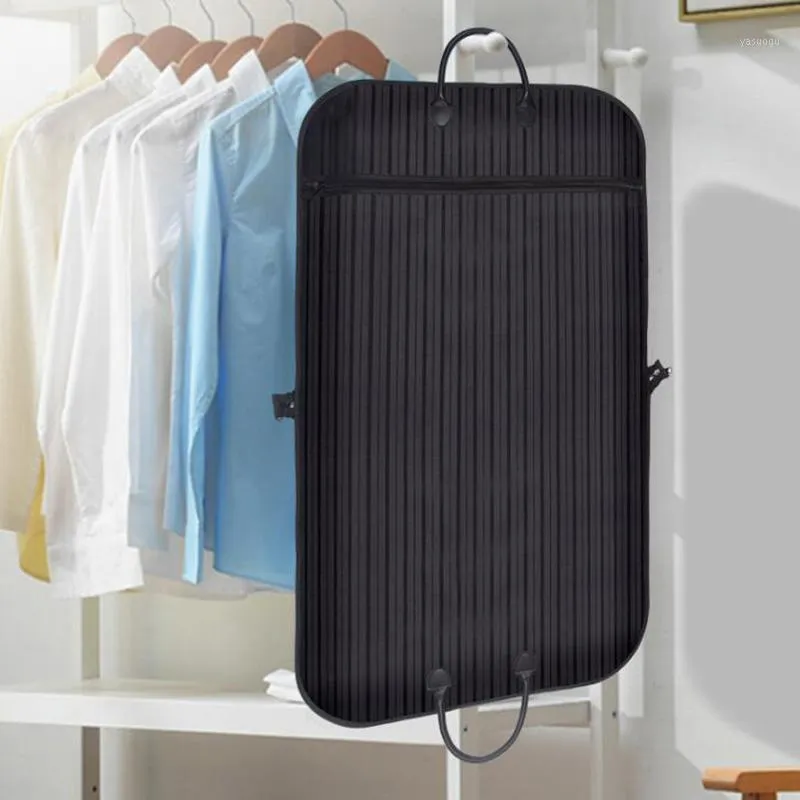 Storage Bags Multifunction Striped Oxford Garment Bag Covers Hanging Suit Zipper Dress Clothes Travel Wardrobe