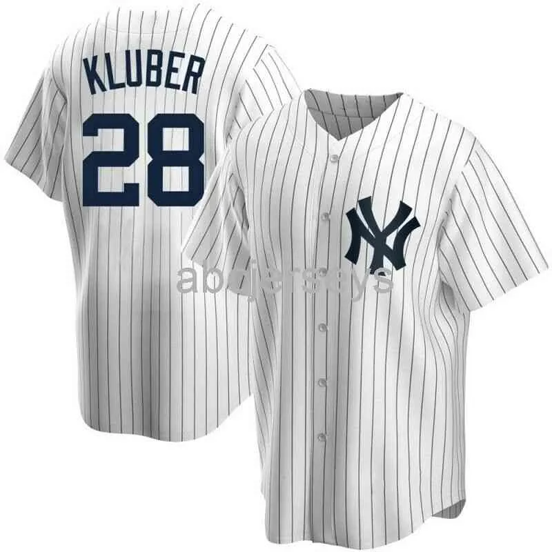 Maillot de baseball cousu personnalisé COREY KLUBER # 28 STRIPE XS-6XL