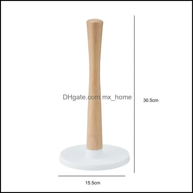 Napkin Rings Paper Towel Holder Dining Table Vertical Roll Rubber Wood ABS Base Tissue Stand For Kitchen Living Room