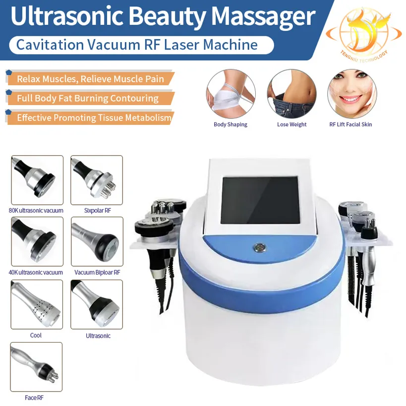 7in1 RF Ultrasone Afslanken Cavitatie Vacuüm Radiofrequentie 40K voor Spa Vetverbrander machine205