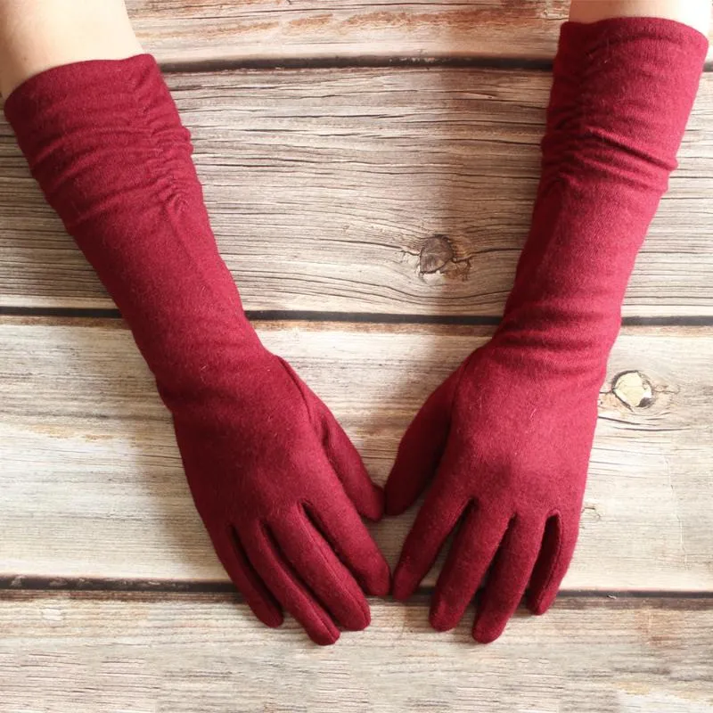 5本の指の手袋の女性カシミヤ長い色のニット弾性的なファッション暖かい冬のビックモッズ