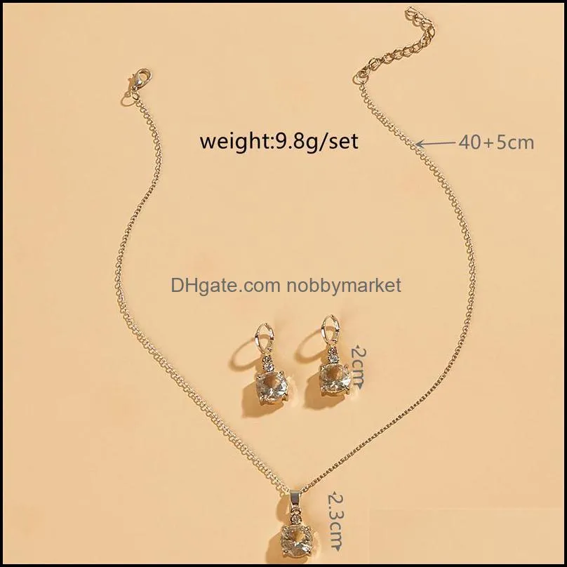 Earrings & Necklace Trendy Round 2-Piece Set Yellow Women`s Banquet Jewelry Collares Para Mujer Pendientes