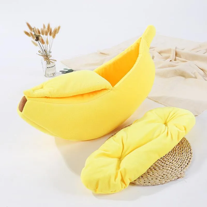 Cat Beds & Furniture Banana Shape Soft Bed House Mat Durable Kennel Doggy Puppy Cushion Basket Warm Portable Dog Supplies