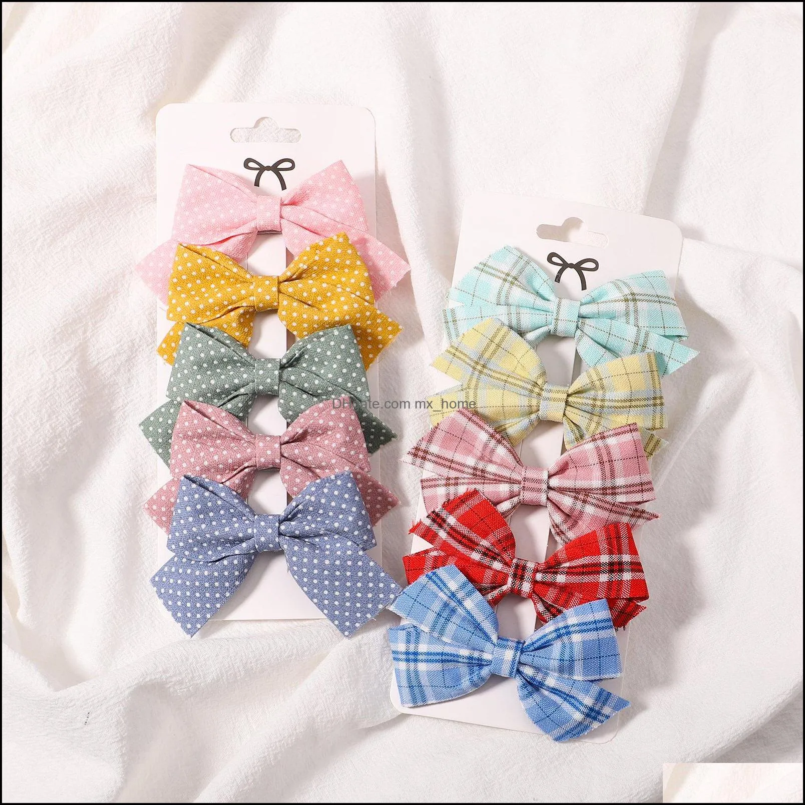 Hair Bows with Clips Floral plaid lattice Hairpin Boutique Hairpins Barrettes For Girls Kids Princess Accessories Sets Z5580