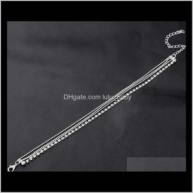 europe and the united states selling new multi - layer metal chain ball - diamond anklets