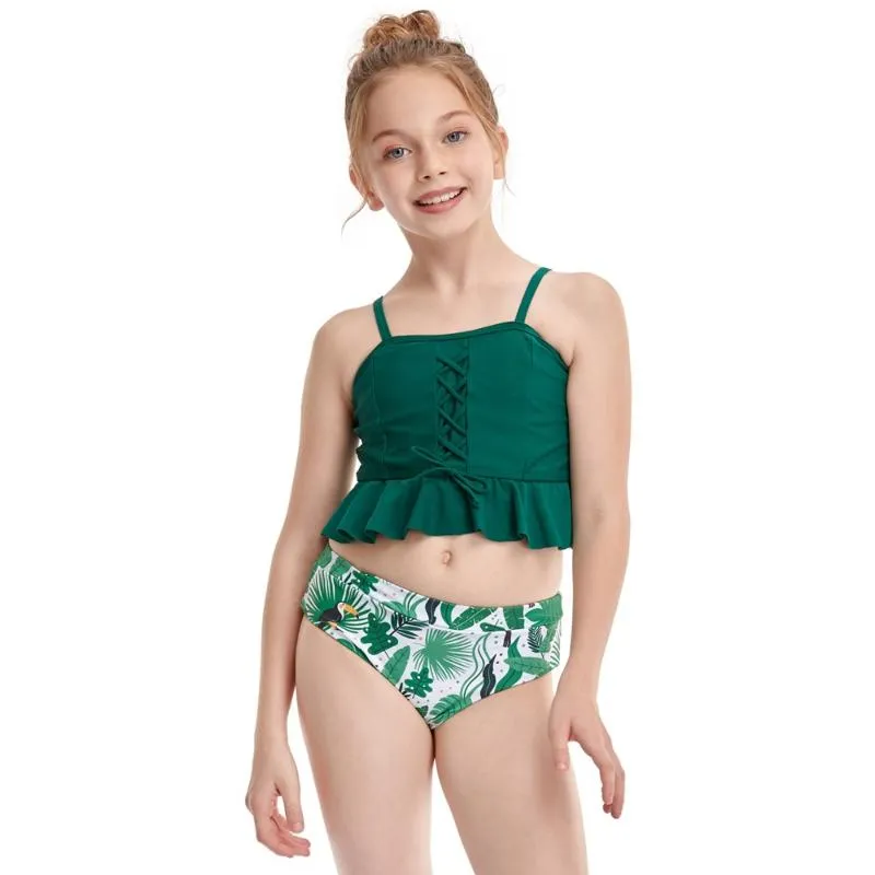 Floral Ruffled Family Bathing Suit Sets For Girls High Waisted Two Piece  Swimsuit For Kids, Ages 2 12, Perfect For Summer Beachwear From Guayejuyi,  $13.14