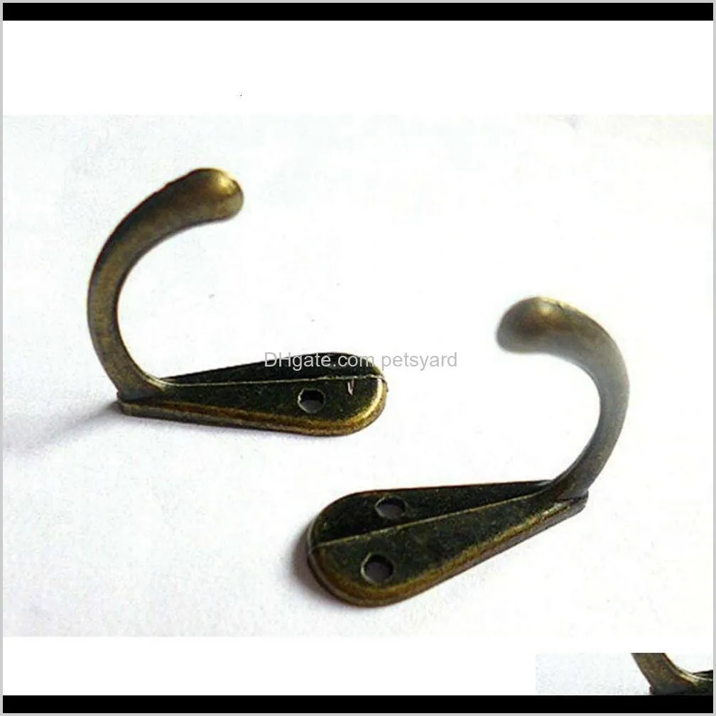 robe hooks bronze tone metal coat hook bag clothes hanging 2 holes hook single home bathroom accessories wx9-437