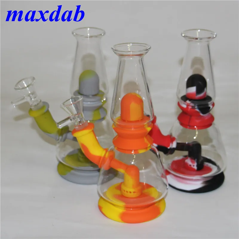 Palanie Hookahs Szklane rury wodne Bong Unikalne zestawy tytoniowe Dab Rig silikonowe Bongs Ash Catcher Dabber Tool