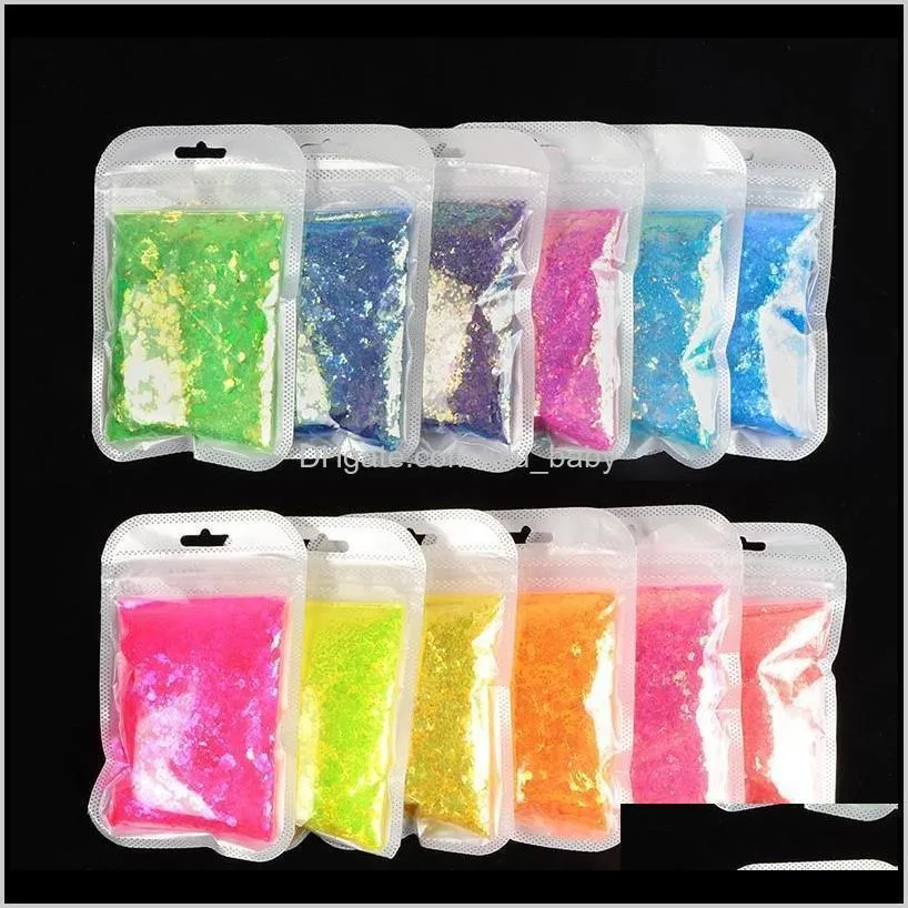 40g/bag ultra-thin iridescent nail glitter pigment powder holographic acrylic shinning mermaid paillette sequins for nails decor