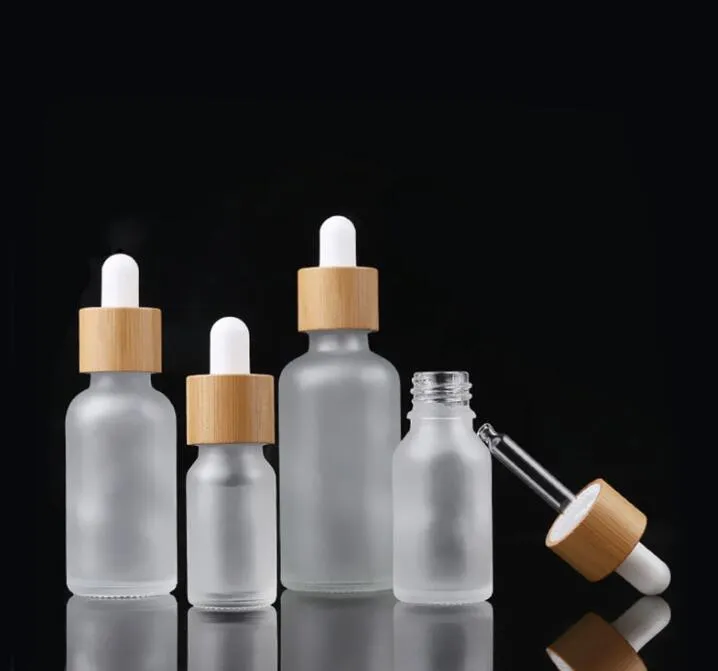 10ml-100ml Tappo di bambù Flacone contagocce in vetro smerigliato Bottiglie per pipette di reagenti liquidi Contagocce Aromaterapia Oli essenziali Bottiglie di profumi