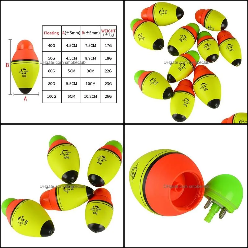 Fishing Accessories 1pc Luminous Floating 40g-100g Foam Float Red Green Led Night Electronic Head Anti-collision Light Bobber