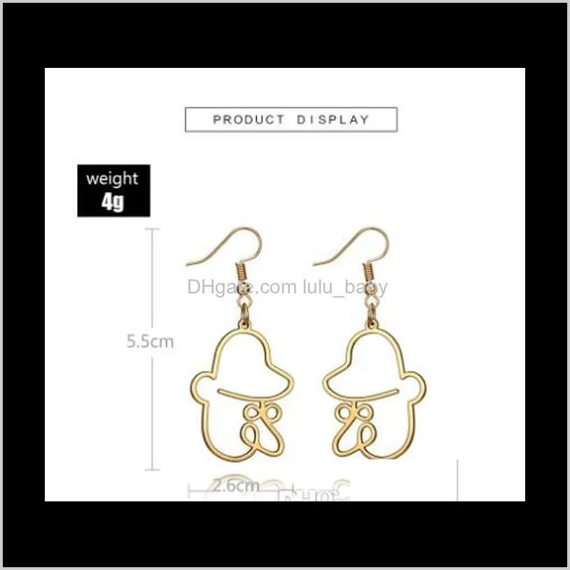 Abstract Clown Earrings Big Nose Gold Plated Stud Earrings Metal 3D Girls & Ladies Dangle Earrings