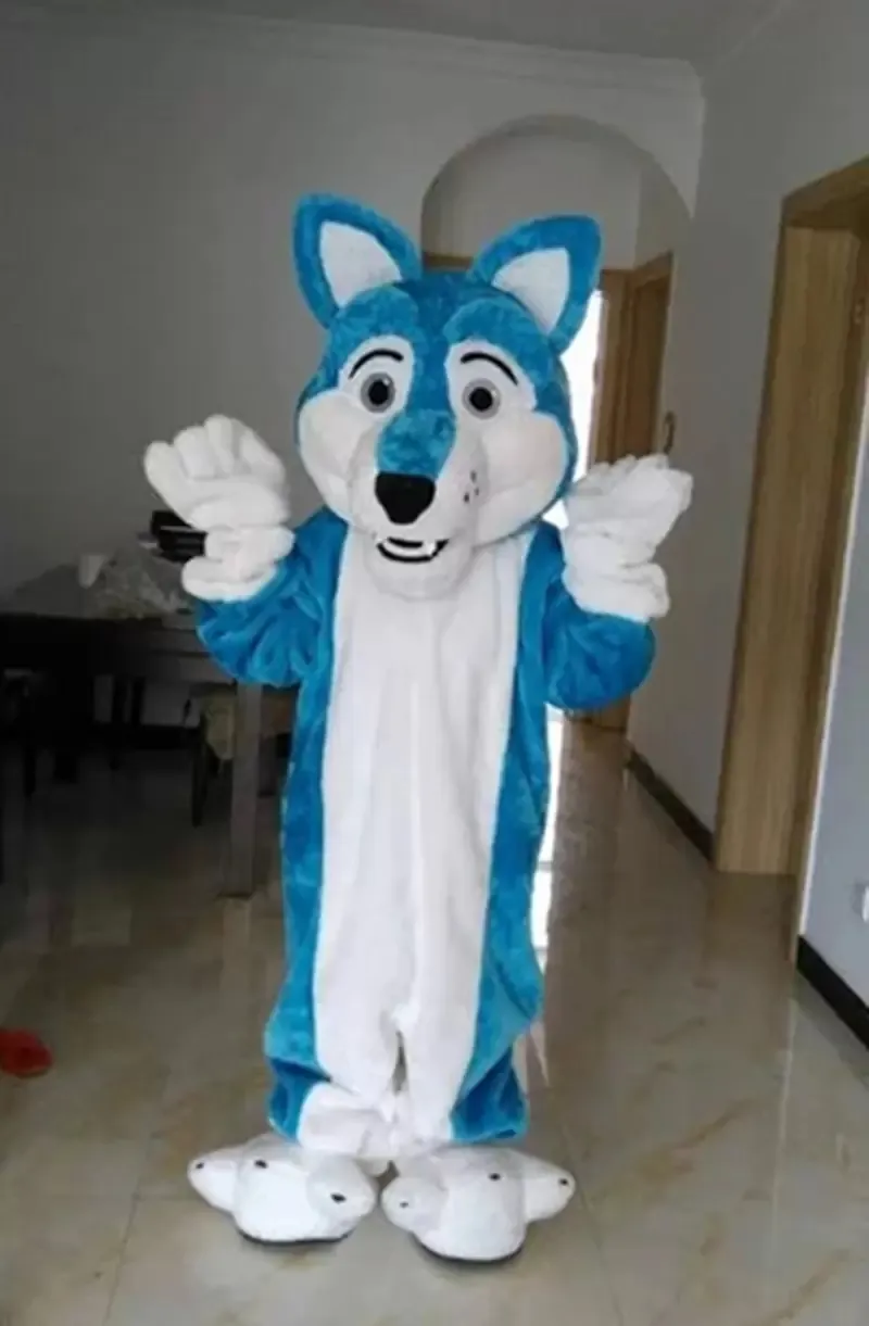Plush Blue Wolf Blue Dog Mascot Costume High Quality Cartoon Character ...