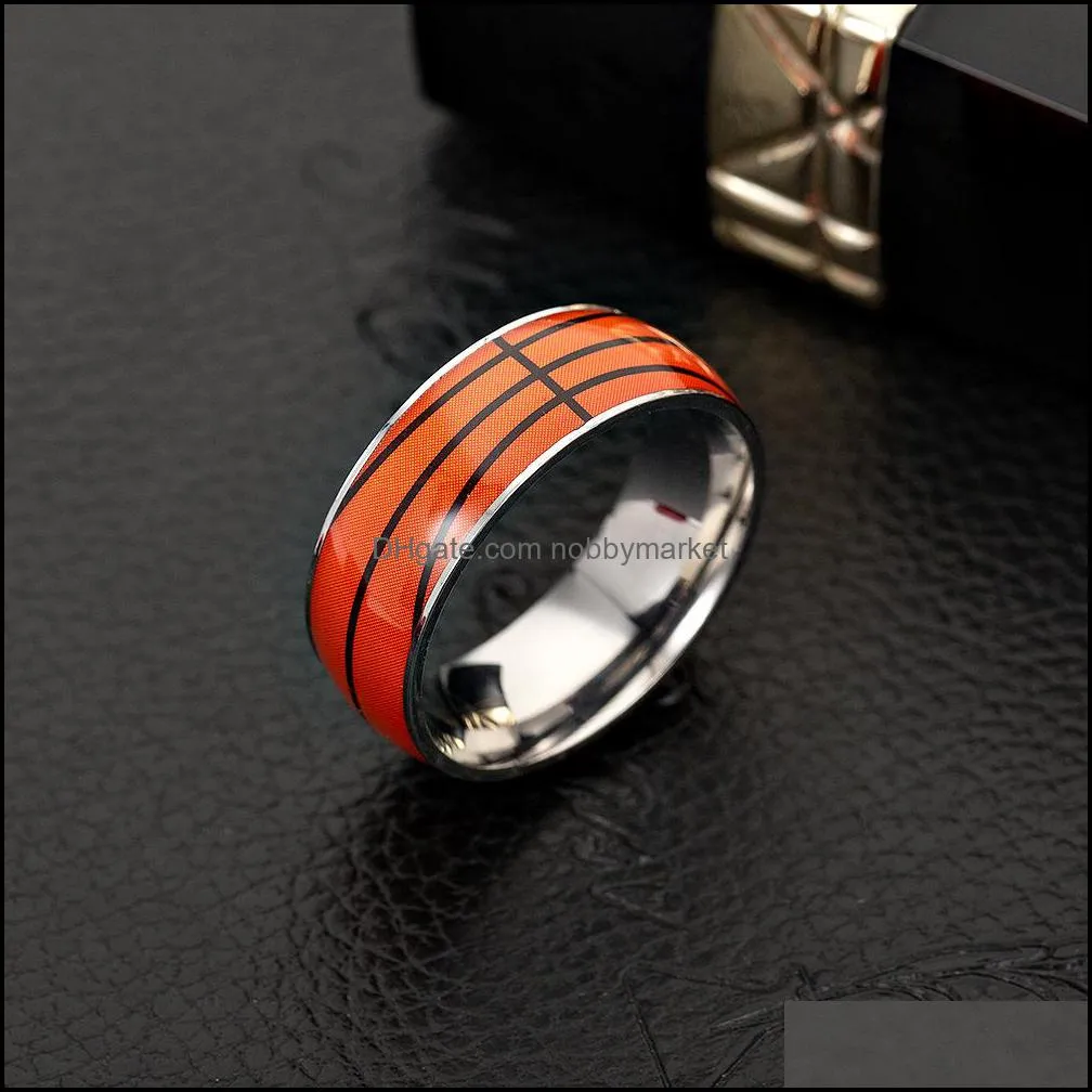 New Football Basketball Sports Rings For Women Men baseball softball Rugby stainless steel finger Rings Fashion Jewelry Gift