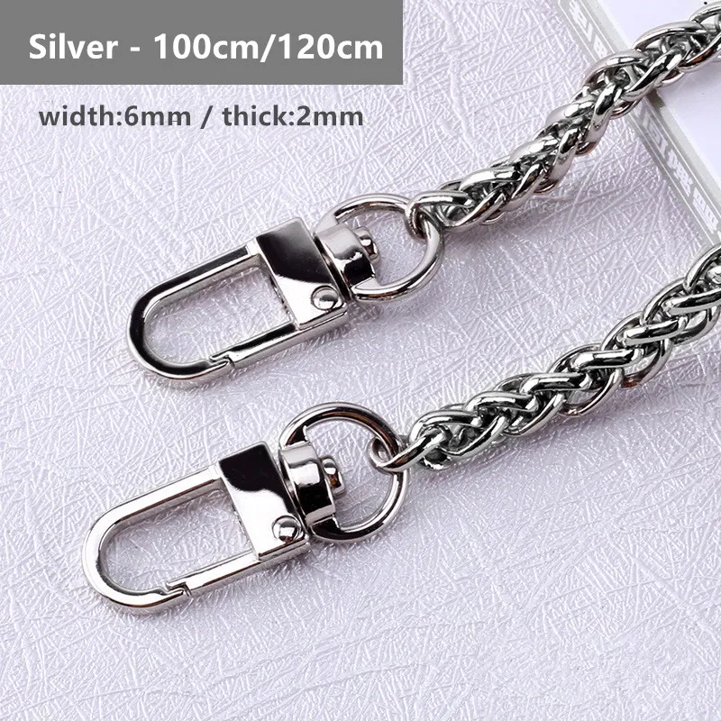 100cm Metal Purse Chain Strap Handle Replacement Handbag Shoulder Bag Accessories Gold/Silver/Black