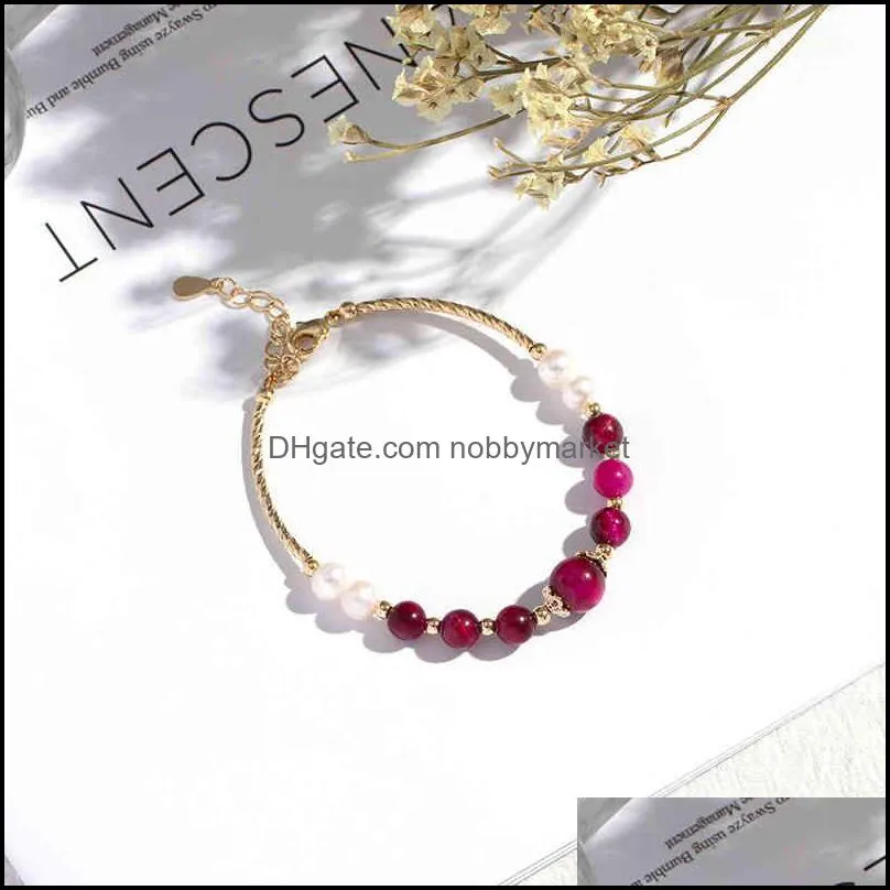 Weiyi Red Blue Tiger Eye Crystal Bracelet personality female Pearl transfer gift to girlfriend and best friend