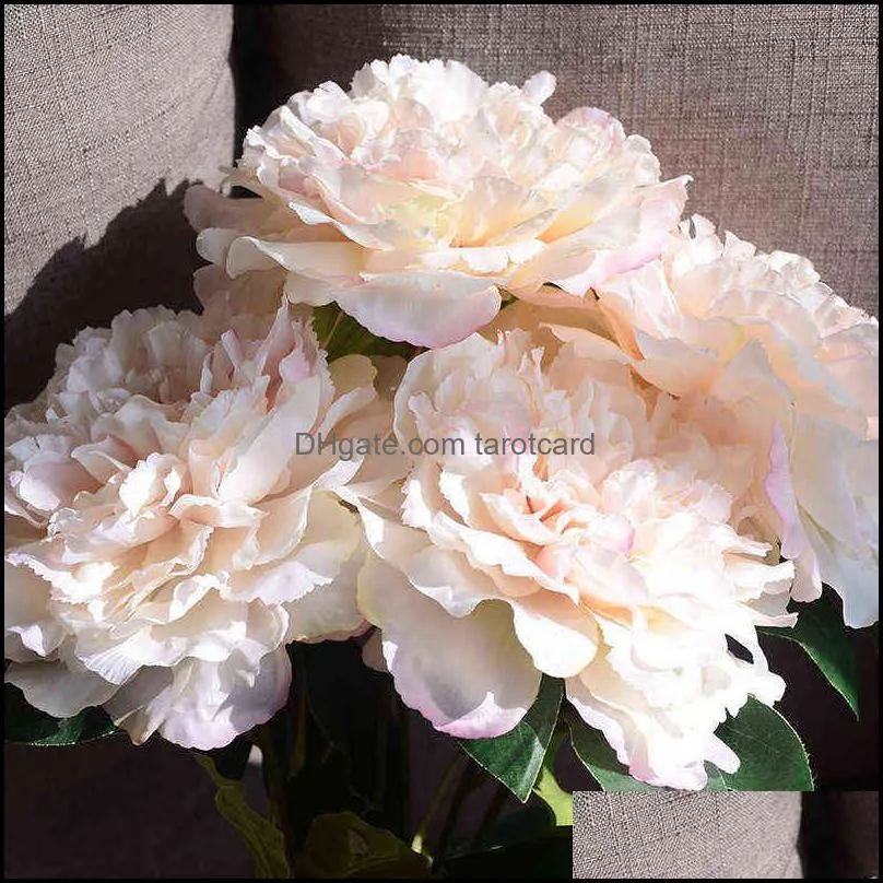 Big Five-Head Royal Peony Artificial Silk Flowers For Home Decorations Wedding Bouquet For Bride High Quality Fake Flower 220110