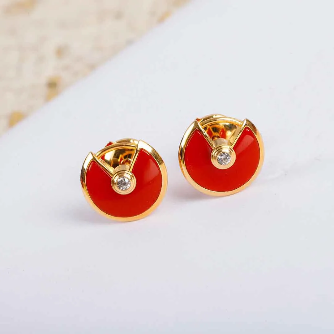 2022 Boucle d'oreille ronde de charme de qualité supérieure avec agate rouge en deux couleurs plaquées pour femmes, bijoux de mariage, cadeau avec tampon de boîte PS7337