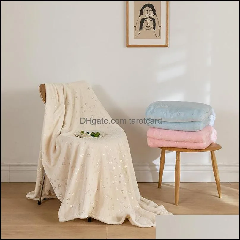 Coral Fleece Gold Mink Blanket Hot Stamping Print Winter Sheets Plaid Sofa Soft Adult Cover Throw Blankets Bed Fluffy