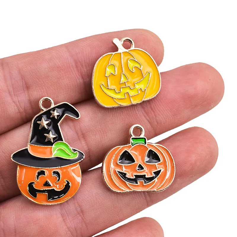 Halloween olja droppande legering rolig hänge hår armband halsband DIY örhängen tillbehör plan pumpa