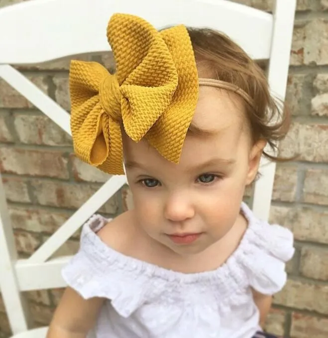 Free DHL INS 16 Colors Cute Big Bow Hairband Baby Girls Toddler Kids Elastic Headband Knotted Turban Head Wraps Bow-knot Hair Accessories BY1687