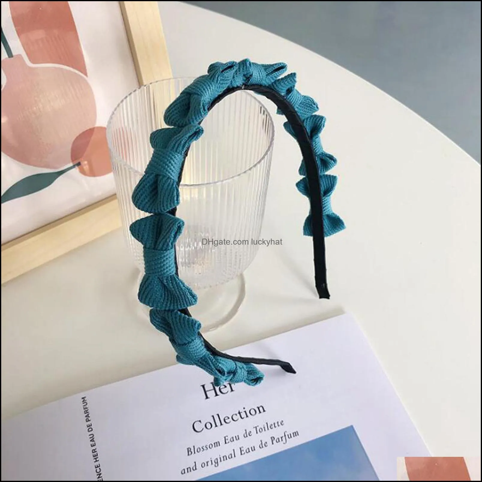 New Fashion  Headband For Women Paste Multiple Bows Hairband Solid Color Headwear Adult Hair Accessories