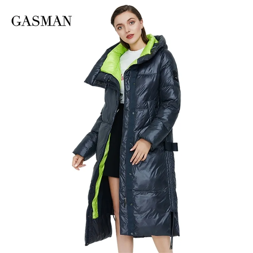 GASMAN manteaux d'hiver pour femmes Longues doudounes chaudes mode Parka à capuche noir Coupe-vent doudoune femme outwear 027 211216