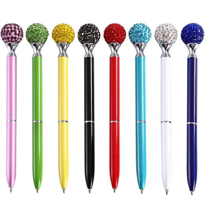 Crystal Roller Ball Pen Big Diamond Ballpoint Pen GEM свадебный офис подарок 11 цветов
