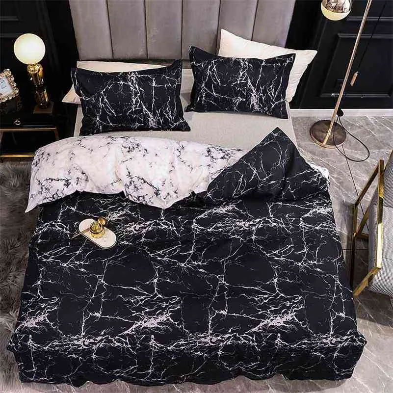 Marmor sängkläder för sovrum Mjuka sängkläder för dubbelsäng Hem Komponent Duvet Cover Quality Quilt Cover och PillowCase 210706