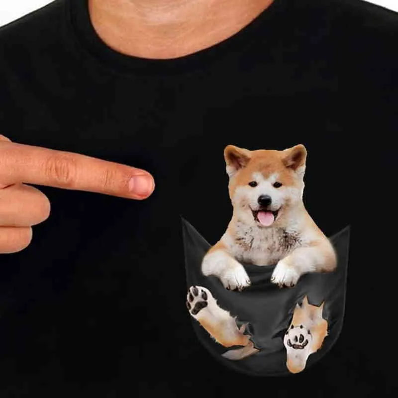 CLOOCL Baumwolle T-Shirt Mode Tasche Nette Akita Hund Gedruckt T-Shirts Männer Frauen Casual T-Shirt Hip Hop Tops Lustige Baumwolle Tees g1222