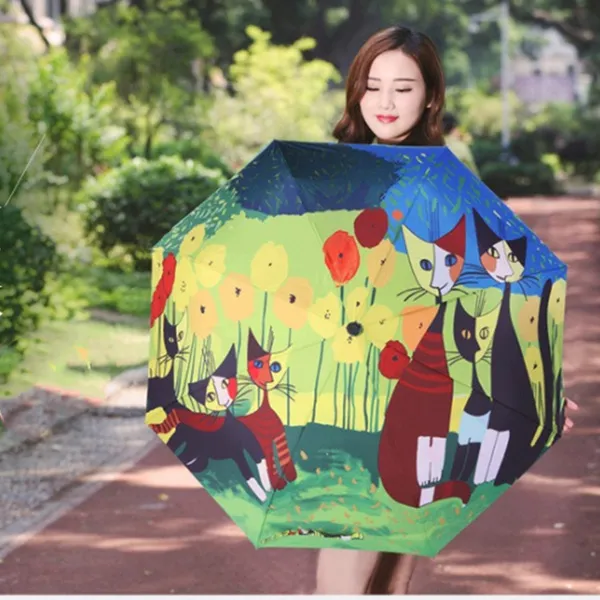 Wholesale Folding Umbrella Female 3 Fold Umbrellas Rain Women Strong Windproof Anti-UV Sun Parasol For Girls Gift