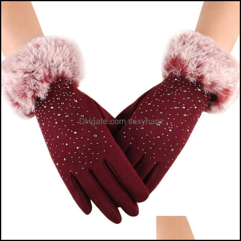 Womens Finger Gloves Thicken Winter Keep Warm Mittens Female Faux Fur Elegant Gloves Hand Warmer High quality #101